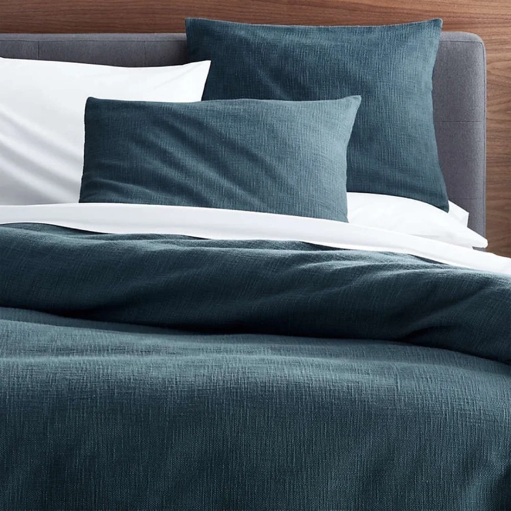 Crate & Barrel Lindstrom Cotton Blue Standard Pillow Sham